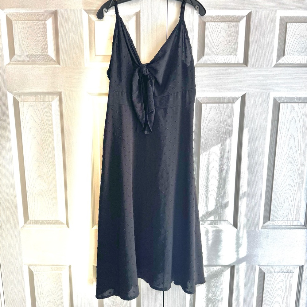 Black Swiss Dot Dress with Bow